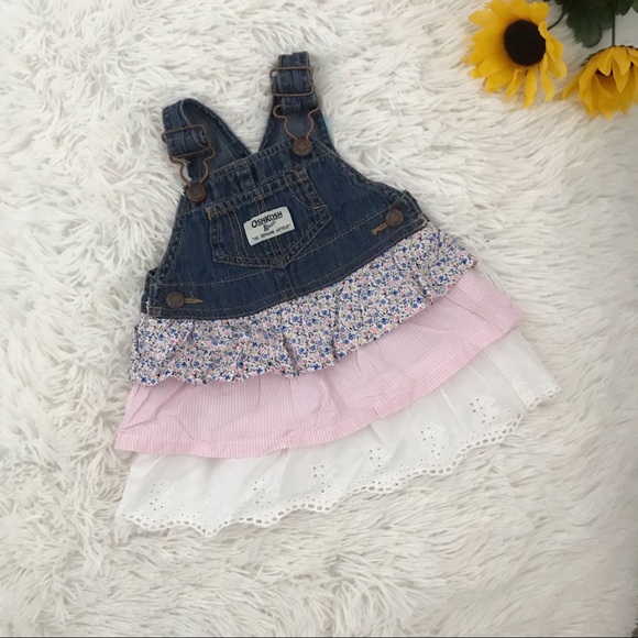 OshKosh B'gosh Other - 🎀 Oshkosh Baby Girl Ruffled Overall Denim Dress🎀